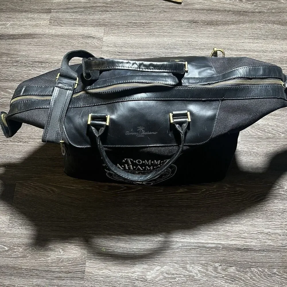 Tommy Bahama Black Duffle Bag Island Hopper SAIL FAST LIVE SLOW Sailboat